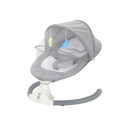 Livista® - Elektrische Baby Schommelstoel – Afstandsbediening – 3 Verstelbare Snelheden – Comfortabel en Stijlvol – Grijs – Met Zonnescherm – Afneembare en Wasbare Bekleding