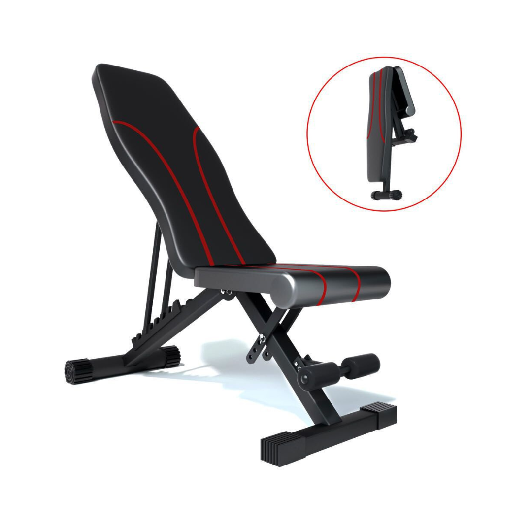 Livista Verstelbare Fitnessbank - Krachttraining - Gewichthef- en Trainingsbank - Opvouwbaar - Tot 300 kg Draagvermogen - Fitness Oefenbank - Zwart/Rood