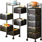 Livista Keukentrolley vierhoek - 5 laags - Keukentrolley voor groente en fruit - Keukenrek op wielen - Opbergkast met manden - Carbon staal - 29 x 29 x 90 cm (LxBxH) - Zwart