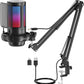 Truskore Microfoon met arm - USB - gaming - RGB Condensatormicrofoon - met Mute-Knop, Popfilter, Microfoonarm - Luxe microfoon