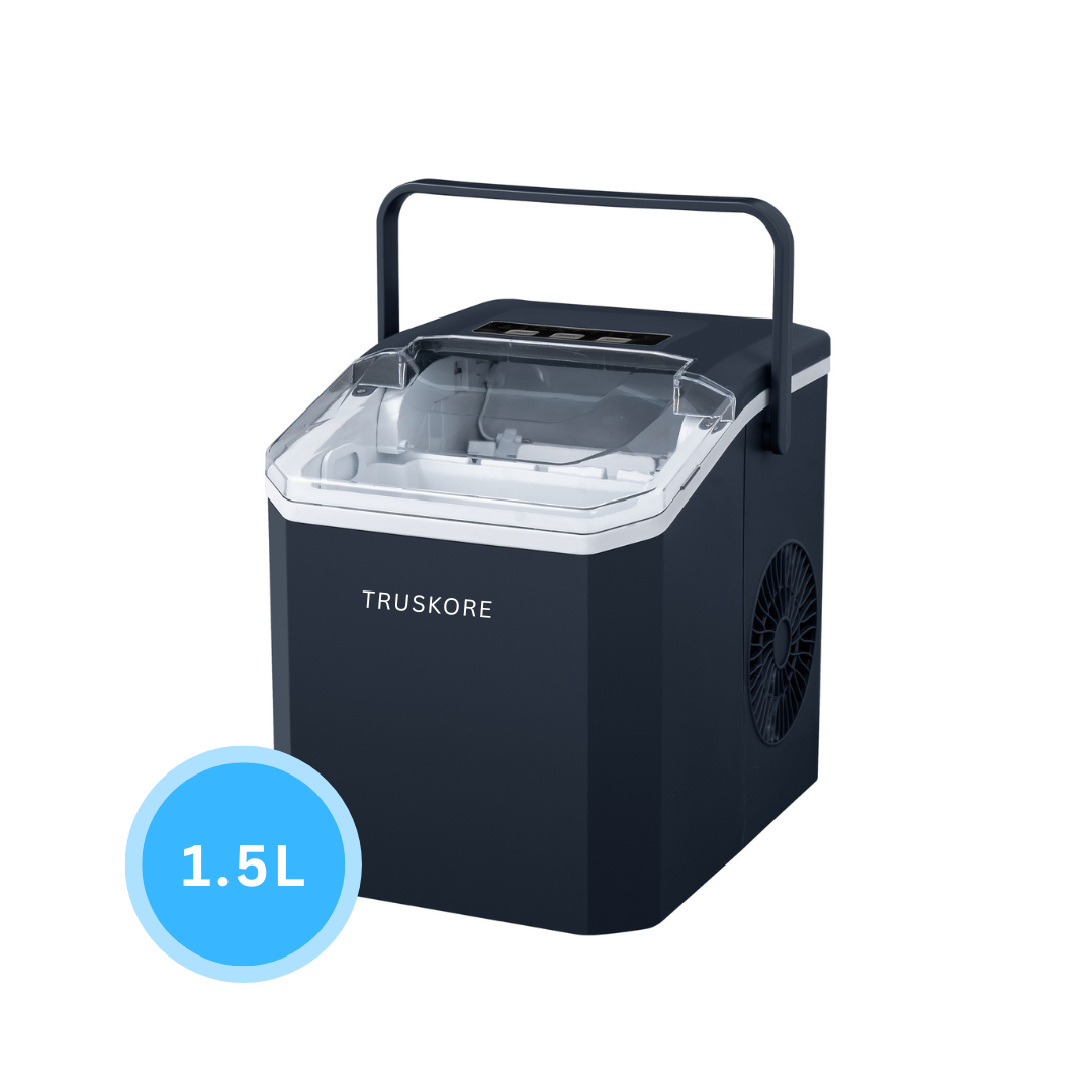 Truskore IJsblokjesmachine – IJsblokjesmakers – Snel IJs in Slechts 6-8 Minuten – 1,5L Waterreservoir – 2 IJsblokjesformaten – Compact & Stil – Zwart