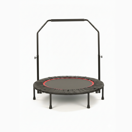 Livista Fitness Trampoline – Ø122 cm – Verstelbare Handgreep – Antislip Zuignappen – Krachtige Veren – Max. 200 kg – Voor Binnen & Buiten – Zwart/Rood