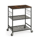 Livista Keukentrolley – Keukenrek met Wielen – 60x40x75cm – Magnetronrek & Keuken Organizer – 3 Laags Opbergrek – Met 6 Haken – Industrieel – Zwart/Hout