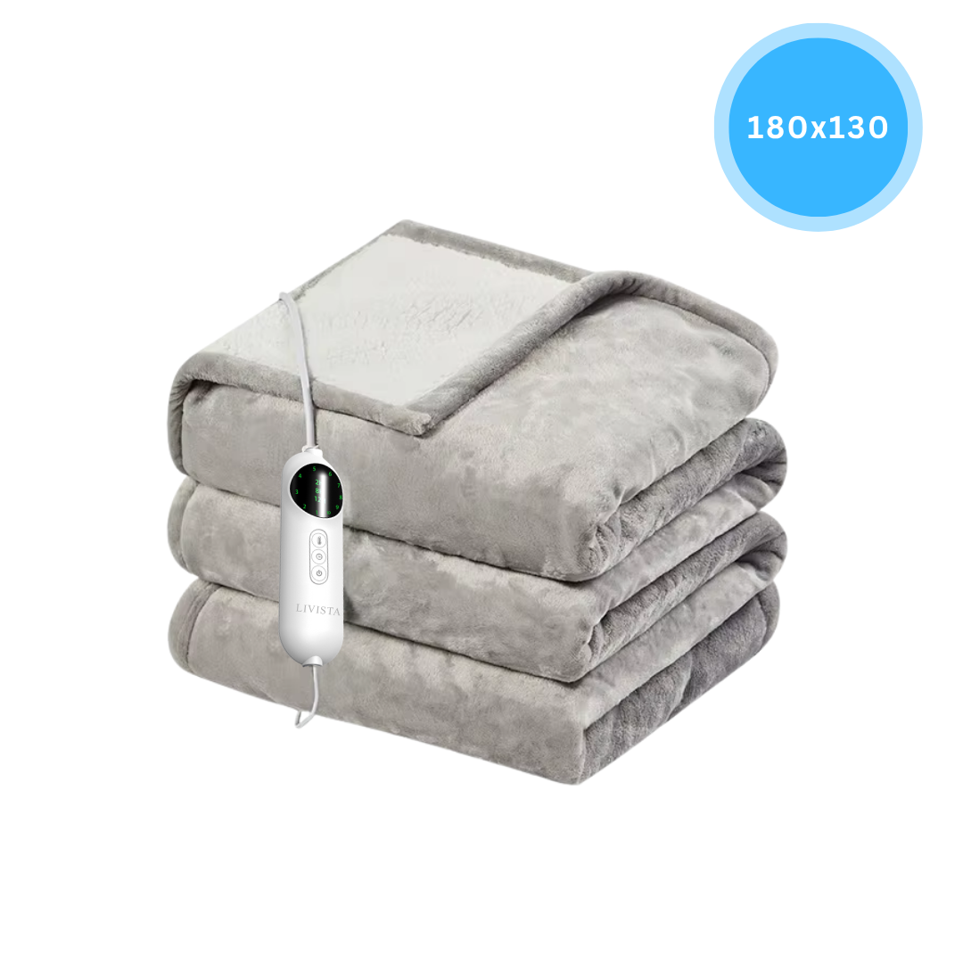 Livista Elektrische Deken – 1 Persoons Deken – met 3-standen timer – 10 warmtestanden – 180x130 cm – Oververhittingsbeveiliging – Wasmachinebestendig – Lichtbruin