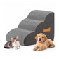 Livista Hondentrap – 3 Treden – Hondentrap voor Bank en Bed – Honden Opstapje – Antislip – Comfortabel Schuim 30D – Afneembare Wasbare Hoes – Grijs