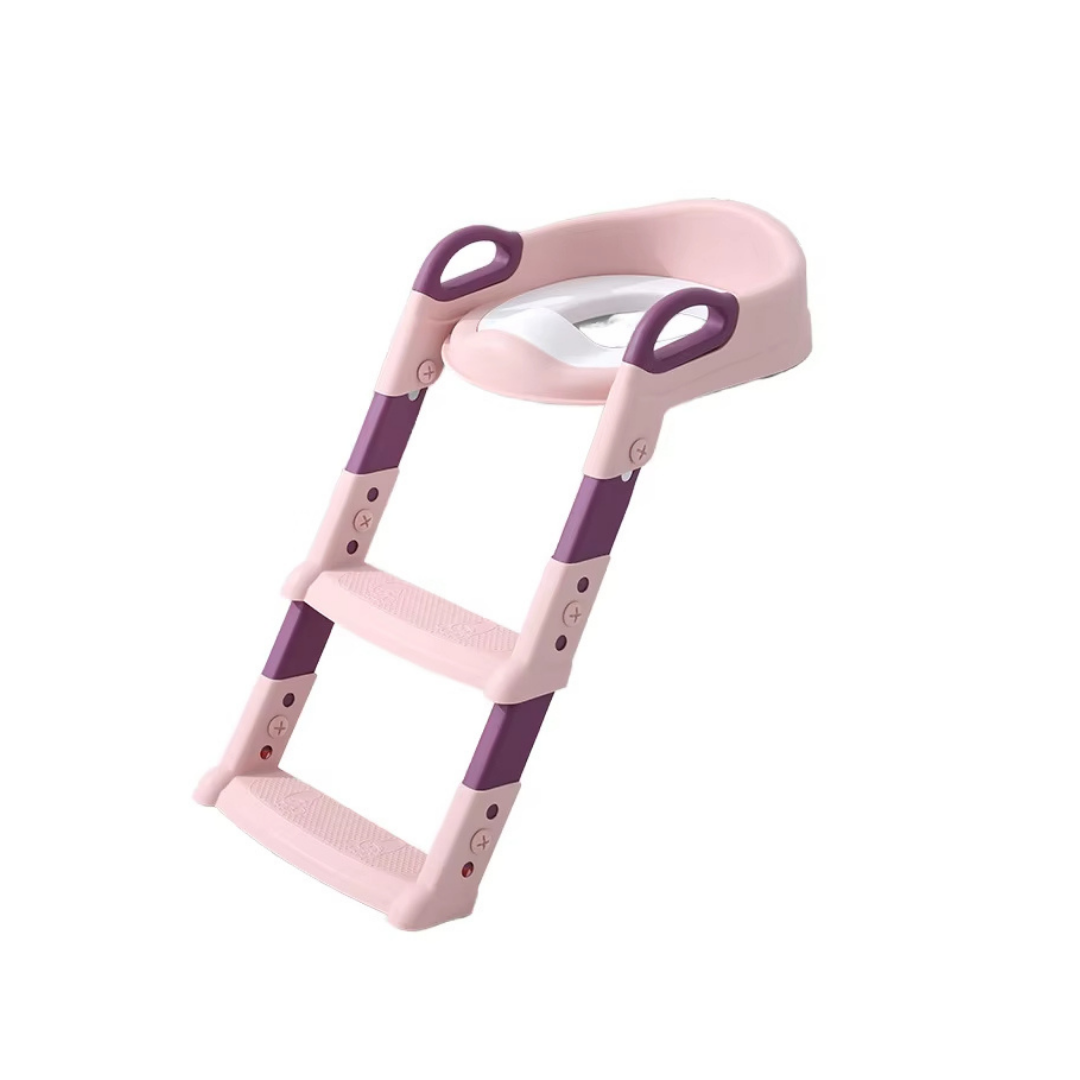 Livista WC Verkleiner met Trapje - Toilettrainer met Handvaten en Opstapje - Opvouwbaar Toilet Bril Zitje - WC Zindelijkheids Training voor Jongens/Meisjes - Urinoirs voor Kind/Peuter van 2 tot 7 jaar - Roze