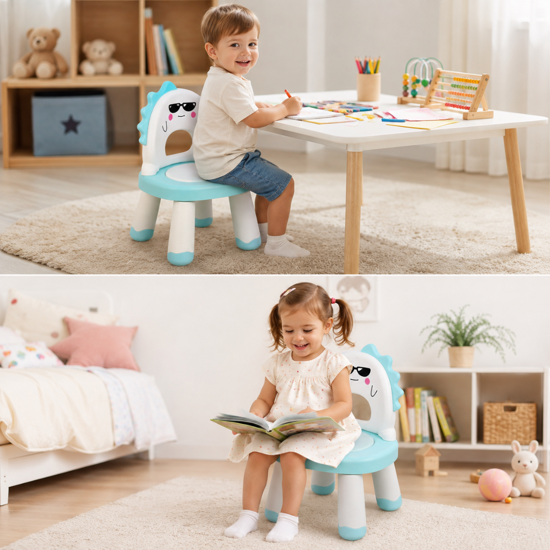 Livista Kinderstoel – Kinderstoeltje met Zacht Zitkussen – Kinderkrukje – Stevige PP Kunststof – Peuterstoel – Antislipvoetjes – Draagvermogen tot 65 kg – Blauw