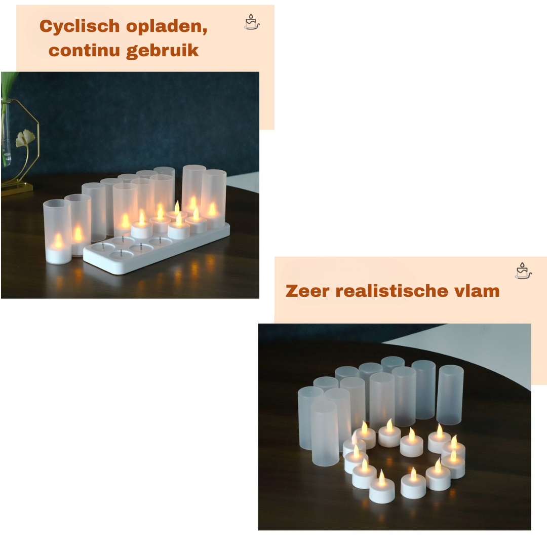 Livista oplaadbare kaarsen - 12 stuks - LED-kaarsen - met afstandsbediening - timer - bewegende vlam - veilig en duurzaam