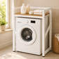 Livista Wasmachinerek - Wasmachine kast - Badkamerrek – Ruimtebesparende Wasmachine Organizer – Stalen Frame – 3 Hoogtestanden – Water-, Kras- en Hittebestendig Werkblad – Antislip Voetjes – 200 kg Draagvermogen - Wit/Hout