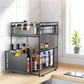 Livista Uittrekbare Organizer – Dubbele Lades – Antislip – Metalen Opbergrek – voor Keuken, Badkamer, Kast en Werkblad – Zwart