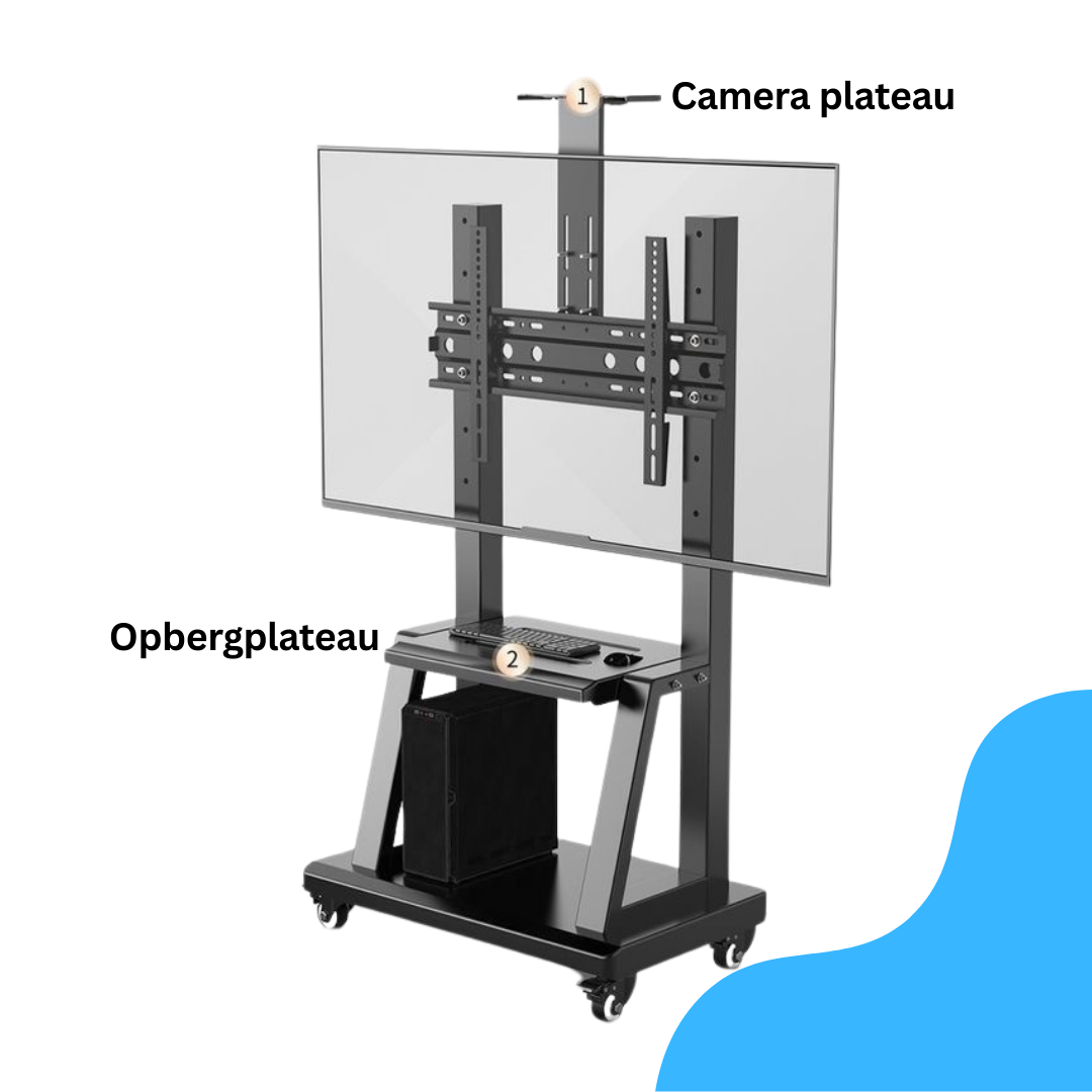 Livista Verrijdbare TV-standaard – 4 Standen in Hoogte Verstelbaar – met 360° Wielen & Rem – In Hoogte Verstelbaar 110–150cm – Geschikt voor 32 tot 70 inch – Stevig tot 100 kg
