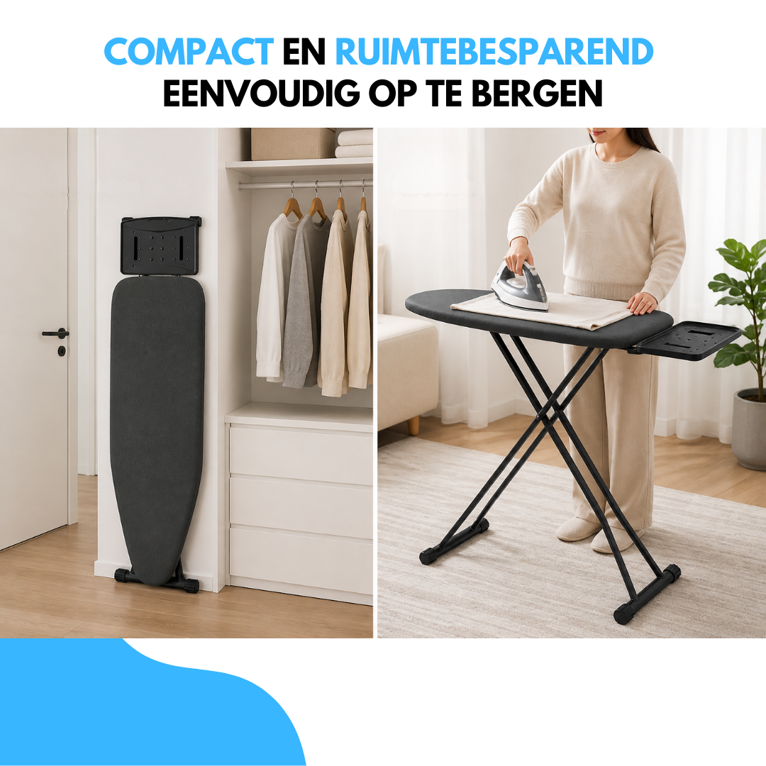 Livista Strijkplank – 120x38 cm – Verstelbaar in 6 Hoogtes – Extra Groot Strijkijzerplateau – Stabiel Stalen Frame – Donkergrijs