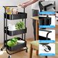 Livista Opbergtrolley met Wielen – 3-Laags Metalen Opbergwagen –met 3 Hangmanden – Multifunctioneel– Zwart