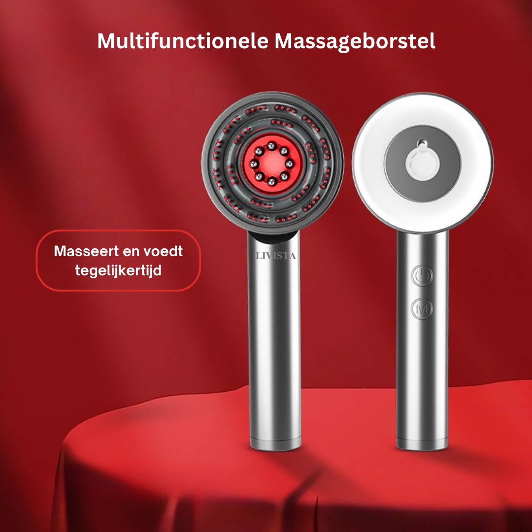 Livista® - Hoofdhuidmassager – Roodlichttherapie-apparaat – Elektrische Hoofdmassager – Haarolie Applicator – Hoofdhuid Massageborstel – Ontspanning en Haarverzorging - Grijs