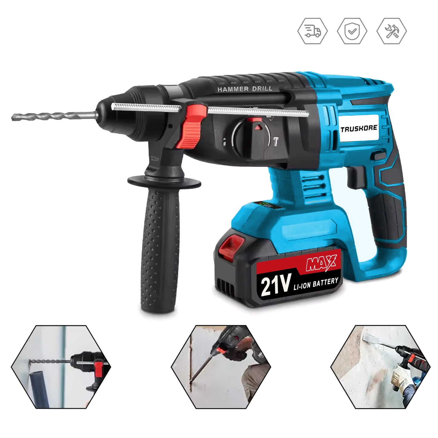 Livista Elektrische Boorhamer - Draadloze Klopboormachine - Hamerboor - Accu Combihamer - Betonboor - Inclusief Borenset, 2x Accu & Oplader