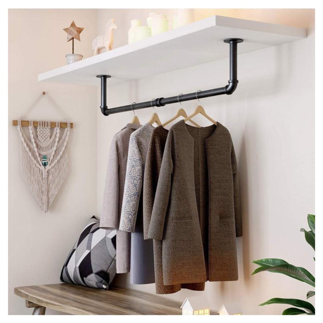 Livista® Kledingrek – Garderoberek – Industrieel Design – Ruimtebesparend & Stevig – 92,5 x 26,5 cm – Mat zwart