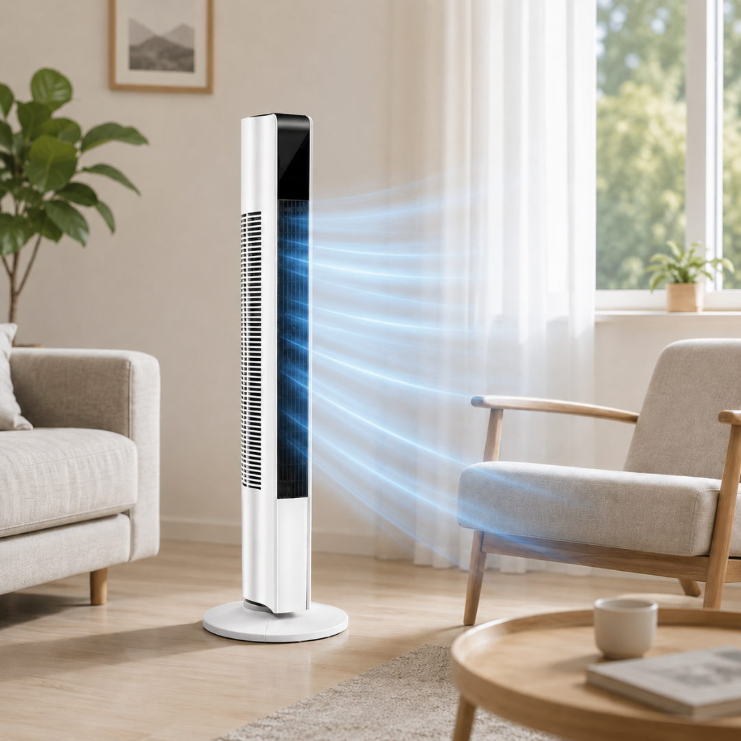 Livista Torenventilator - 90° Oscillatie - Afstandsbediening - 24-uurs Timer - Touchbediening - 3 Snelheden - 45 dB - Vortex-luchtstroom - Wit