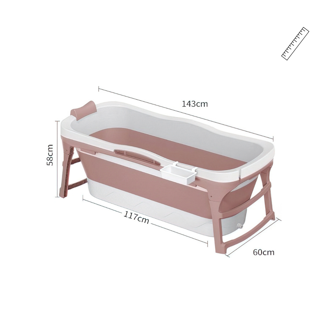 Livista® - Opvouwbaar Bad voor in douche - Roze - 143 cm - Inklapbaar - Bath Bucket - Met Onderwater LED en Kussen - voor Volwassenen