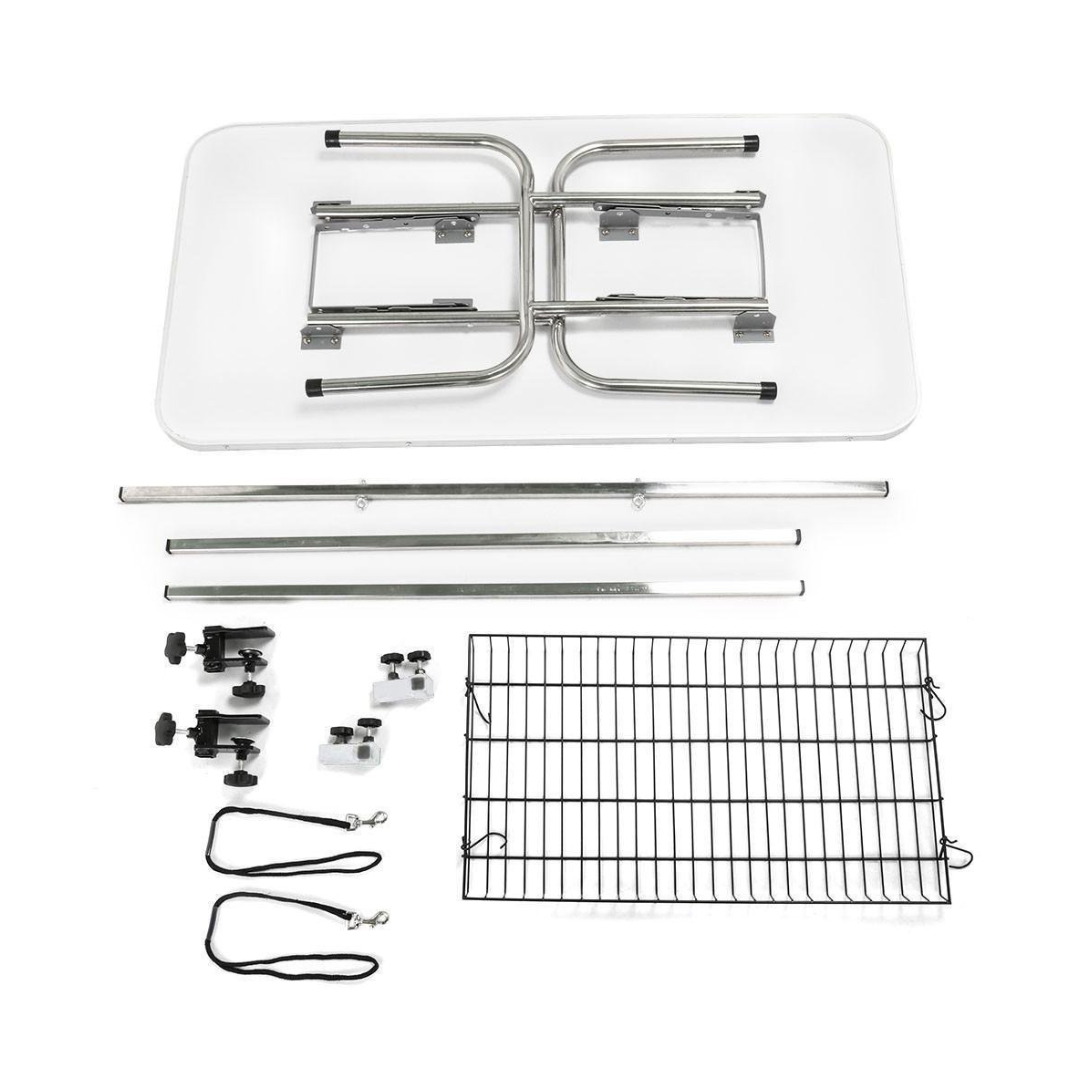 Livista Trimtafel voor Huisdieren - Verstelbare Trimtafel - Veilig en Stevig - Met Dubbele Aanlijnoptie - 2 Lussen - Opbergschap - 120L x 61B x 169H cm