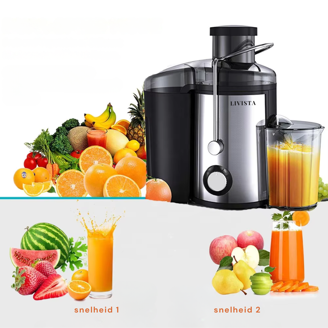 Livista® High-Speed Juicer – 2 Snelheidsstanden – Grote Invoeropening – Ultrafijn Filter – 1,8L Pulpcollector – Vers Fruit- en Groentesap
