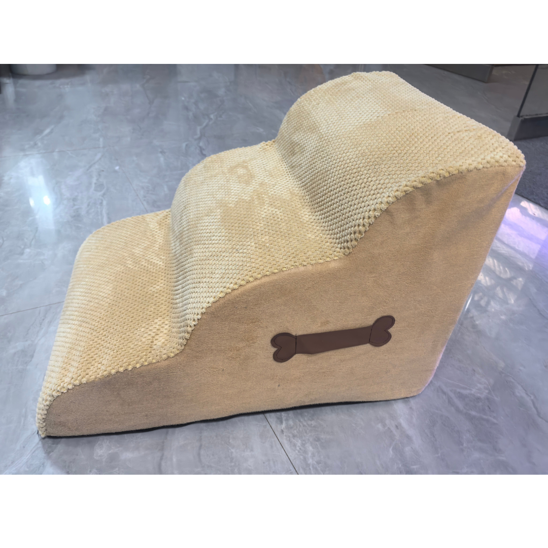 Livista Hondentrap – 3 Treden – Hondentrap voor Bank en Bed – - Honden Opstapje – Antislip – Comfortabel Schuim 30D – Afneembare Wasbare Hoes – Beige
