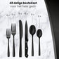 Livista Bestekset - Bestek - 48 Delig - Roestvrijstaal - Vaatwasserbestendig - Messen - Vorken - Lepels - Steakmessen - Eetgerei - Zwart