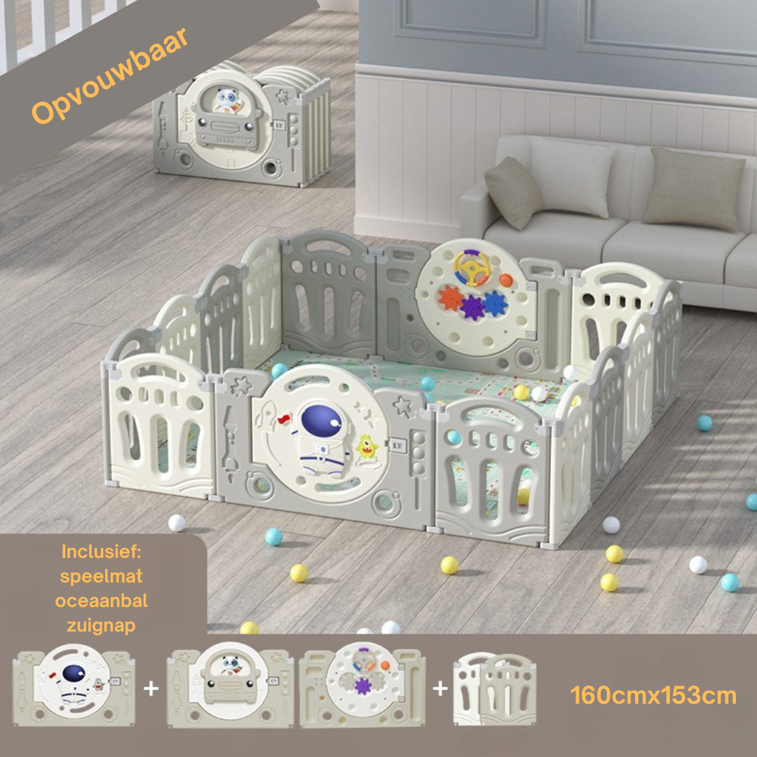 Livista Grondbox Baby –160x153x49cm – 12+2 Panelen – Inklapbare Speelbox – Met Zuignappen – Inclusief Kruipmat & Speelballen – Veilig Kinderbox Playpen