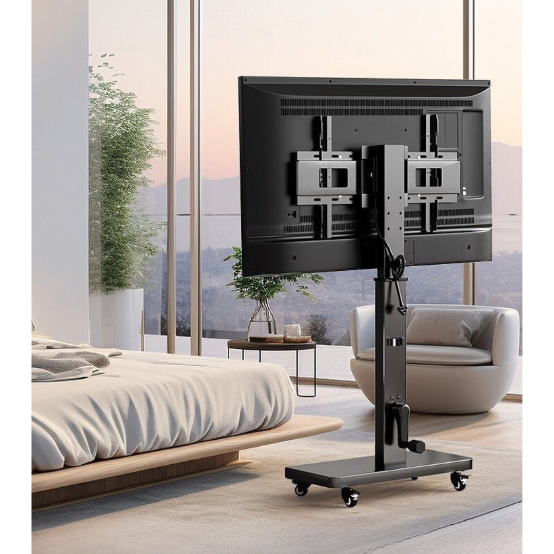 Livista  Verrijdbare TV Standaard – 90° Draaibaar – Horizontaal & Verticaal – Geschikt voor 26-60 Inch – Mobiele TV Vloerstandaard – In Hoogte Verstelbaar met Handslinger – Max. 70 kg – Met Remwielen