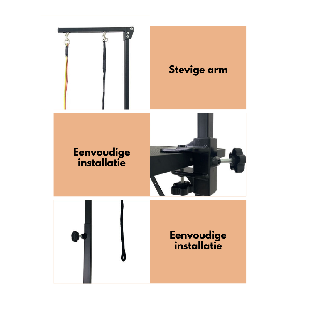 Livista Trimtafel Beugel (voor katten & honden) – Geschikt voor hondentrimtafels – Hoogte verstelbaar – Inclusief verstelbare lussen – Makkelijk te monteren en op te bergen