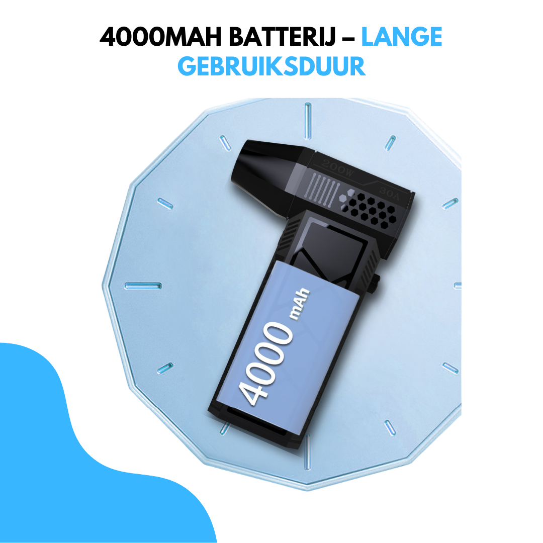 Livista Turbo Fan – Krachtige Air Duster & Stofblazer – 130.000 RPM – 4000mAh – Traploos Instelbaar – Zuigmond, Filter & Opvangbak – USB Oplaadbaar – Compact & Oplaadbaar – Zwart
