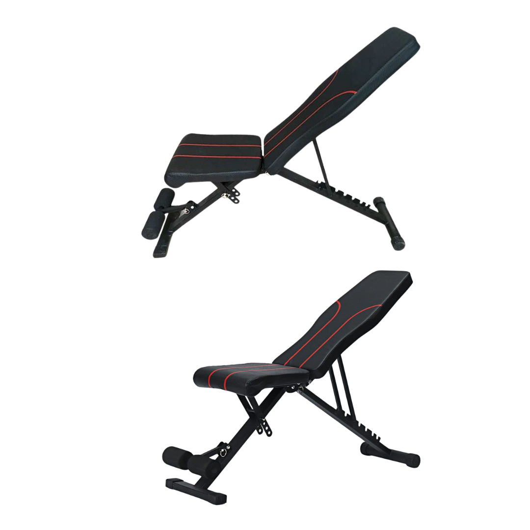 Livista Verstelbare Fitnessbank - Krachttraining - Gewichthef- en Trainingsbank - Opvouwbaar - Tot 300 kg Draagvermogen - Fitness Oefenbank - Zwart/Rood