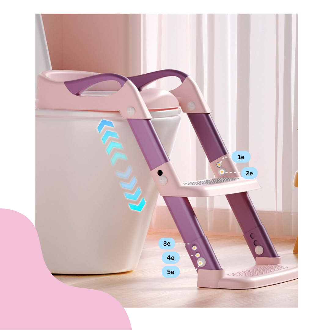 Livista WC Verkleiner met Trapje - Toilettrainer met Handvaten en Opstapje - Opvouwbaar Toilet Bril Zitje - WC Zindelijkheids Training voor Jongens/Meisjes - Urinoirs voor Kind/Peuter van 2 tot 7 jaar - Roze