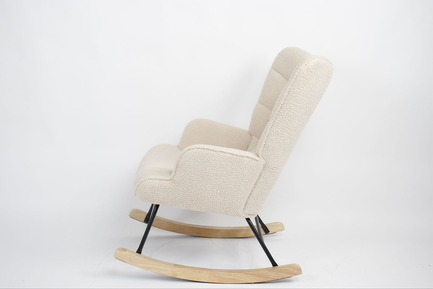 Livista Schommelstoel - Relaxstoel - Fauteuil - Schommelstoel Babykamer - Voedingsstoel - Schommelstoel Volwassen Baby - Teddy Stof - Roomwit Beige