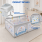 Livista Grondbox Baby - Binnenmaat 120x180cm - Inclusief Kruipmat - Met 60 Speelballen, 4 Trekringen - Met Walvisthema - Kinderbox - Speelbox - Playpen - Met Draagtas - Grijs