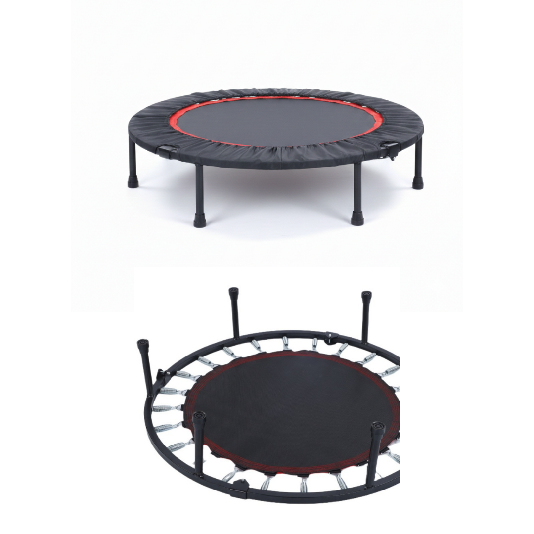 Livista Fitness Trampoline – Ø122 cm – Verstelbare Handgreep – Antislip Zuignappen – Krachtige Veren – Max. 200 kg – Voor Binnen & Buiten – Zwart/Rood