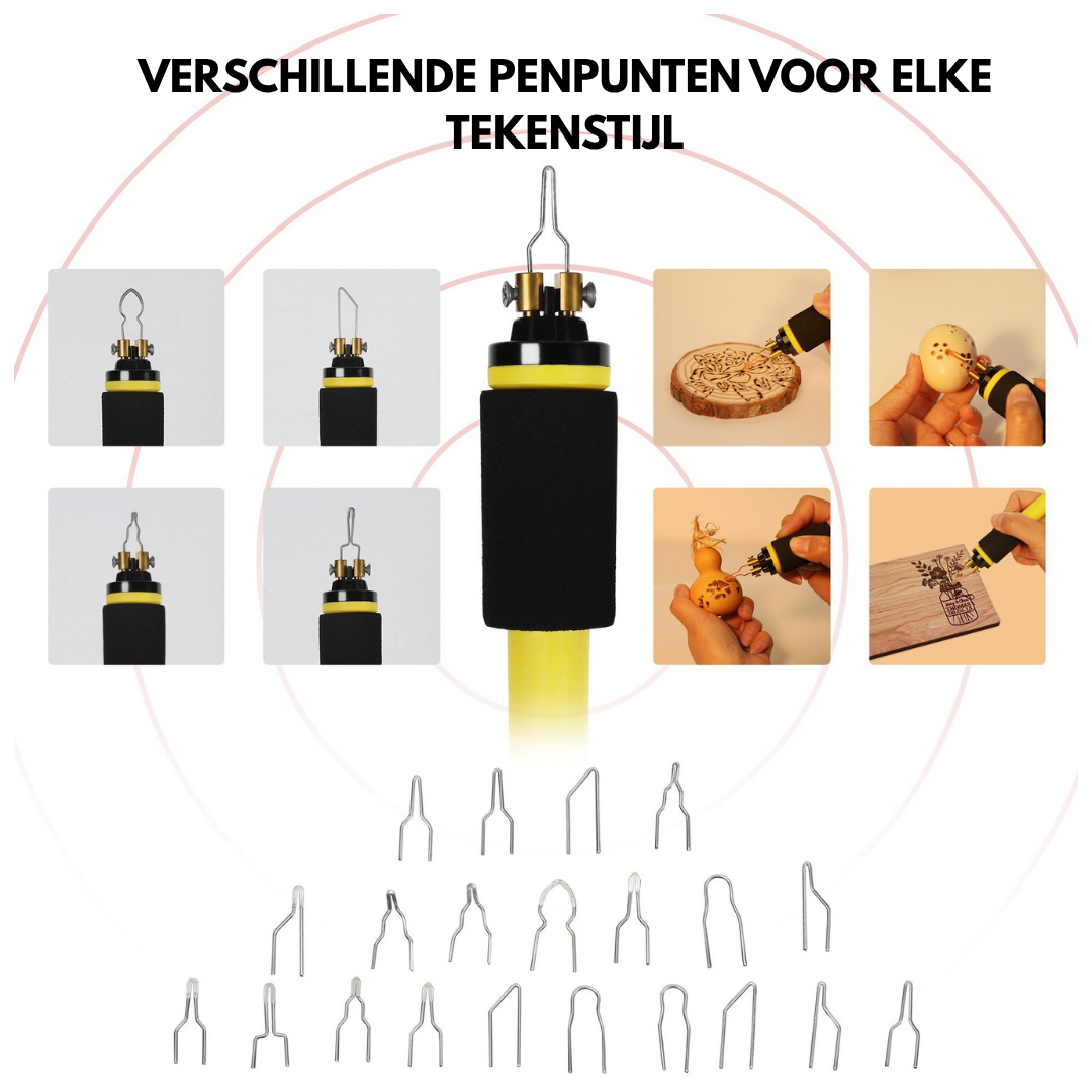 Livista Pyrografieset – Professionele Houtbrander Set – Met 2 Brandpennen – 21 Verwisselbare Brandpunten – 2 Penhouders – Voor Hout, Leer en kurk