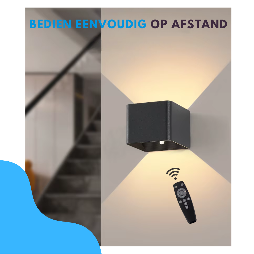 Livista LED Wandlamp – Oplaadbaar – Met Sensor & Afstandsbediening – 3 Lichtkleuren – 5W – Aluminium Lamp – Zwart