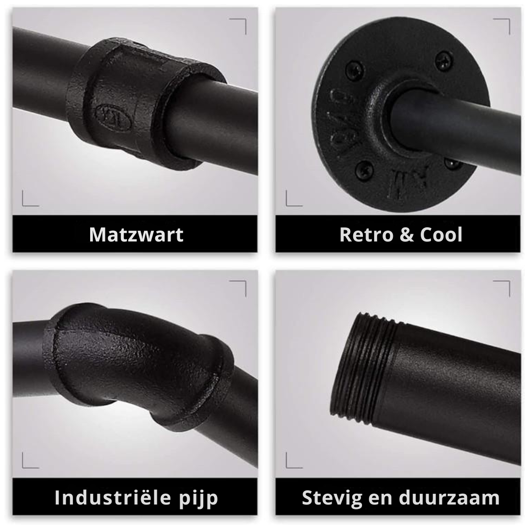 Livista® Kledingrek – Garderoberek – Industrieel Design – Ruimtebesparend & Stevig – 92,5 x 26,5 cm – Mat zwart