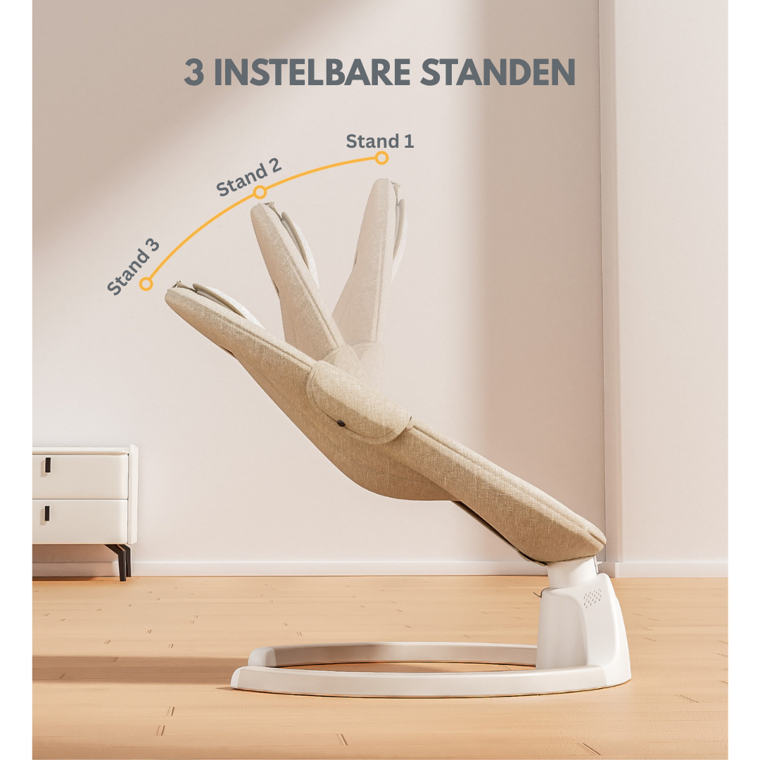 Livista Elektrische Wipstoel Baby – Babywipstoel – Met Afstandsbediening – 5 Schommelstanden – 3 Verstelbare Rugstanden – Timer – Baby Schommelstoel – LED Touchpaneel – Met Muskietennet – Lichtbruin