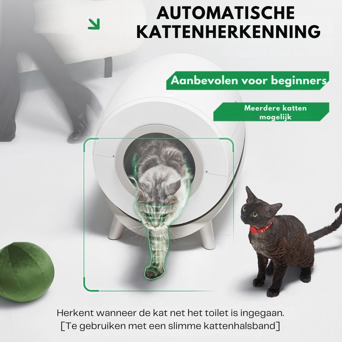 Livista Automatische Kattenbak - Zelfreinigend - Elektrische & Zelfreinigende Scoopfree Robot - 80L XXL - incl. Kattenbakmat, App & Zakken