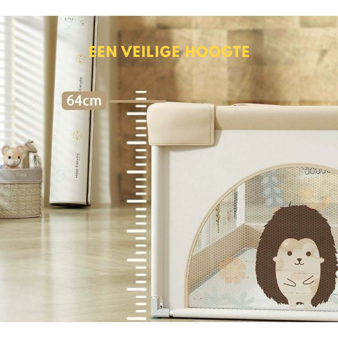 Livista Grondbox Baby - 120x160cm - Met Speelmat, 60 Speelballen, 2 Trekringen - Kinderbox - Speelbox - Playpen - Met Draagtas - Beige