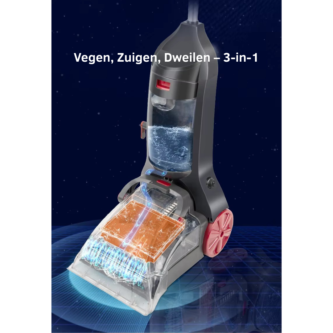Livista® Tapijtreiniger – 3-in-1 Veeg-, Zuig- & Dweilfunctie – 500W – Grote Watertanks – 5m Snoer – Voor Tapijt, Bank & Vloer