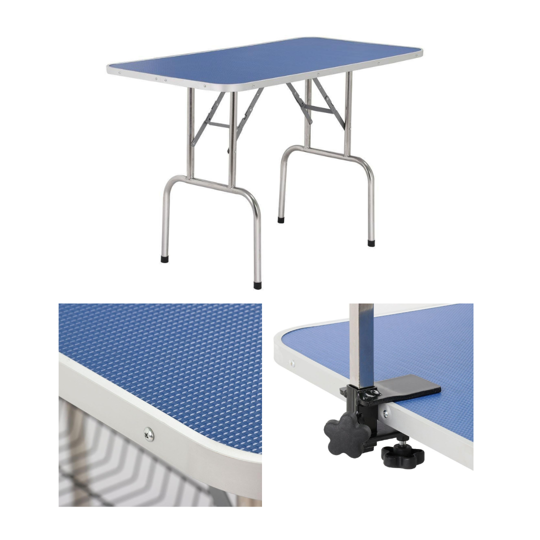 Livista Trimtafel voor Huisdieren - Verstelbare Trimtafel - Veilig en Stevig - Met Dubbele Aanlijnoptie - 2 Lussen - Opbergschap - 120L x 61B x 169H cm