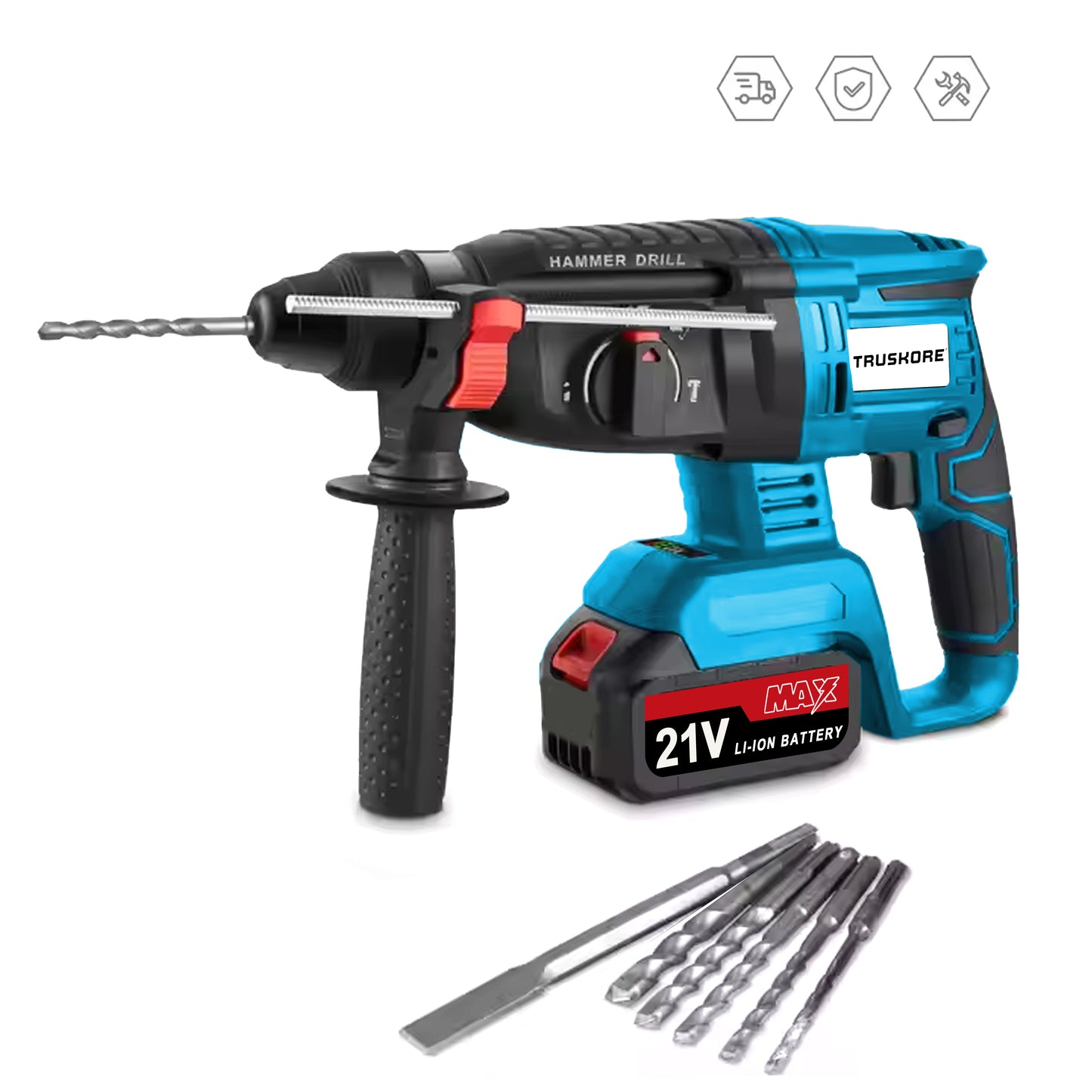 Livista Elektrische Boorhamer - Draadloze Klopboormachine - Hamerboor - Accu Combihamer - Betonboor - Inclusief Borenset, 2x Accu & Oplader