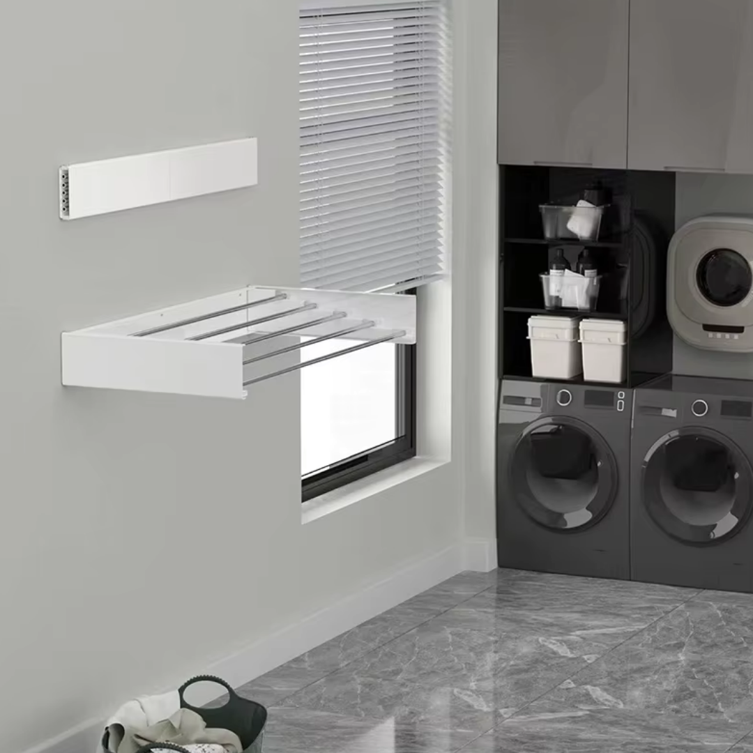 Livista Opvouwbaar Wanddroogrek – 100x50x10.5 cm – Aluminium – Stevig en Ruimtebesparend – Voor Binnen & Buiten – Wit