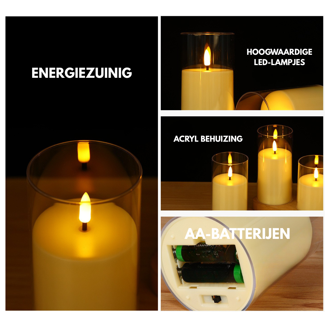 Livista LED Kaarsen – 6 Stuks – Elektrische Kaarsen met Afstandsbediening – Timer – Dimbaar – 3 Formaten