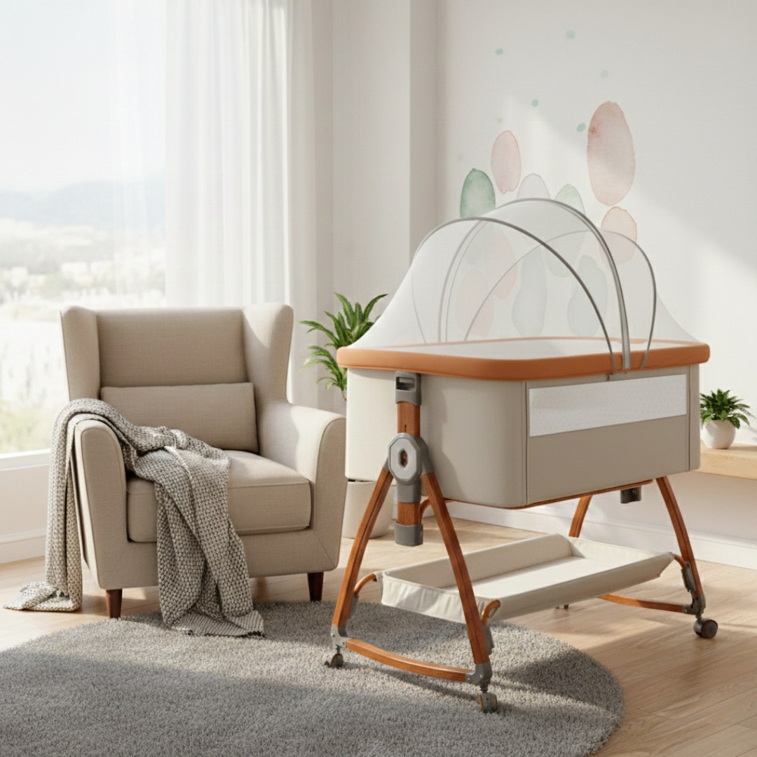 Livista® 3-in-1 Babybed – 6 Hoogtestanden – Co-Sleeper – Meergroeibed – 5° Hellingshoek – Met Wielen en Slot – Beige