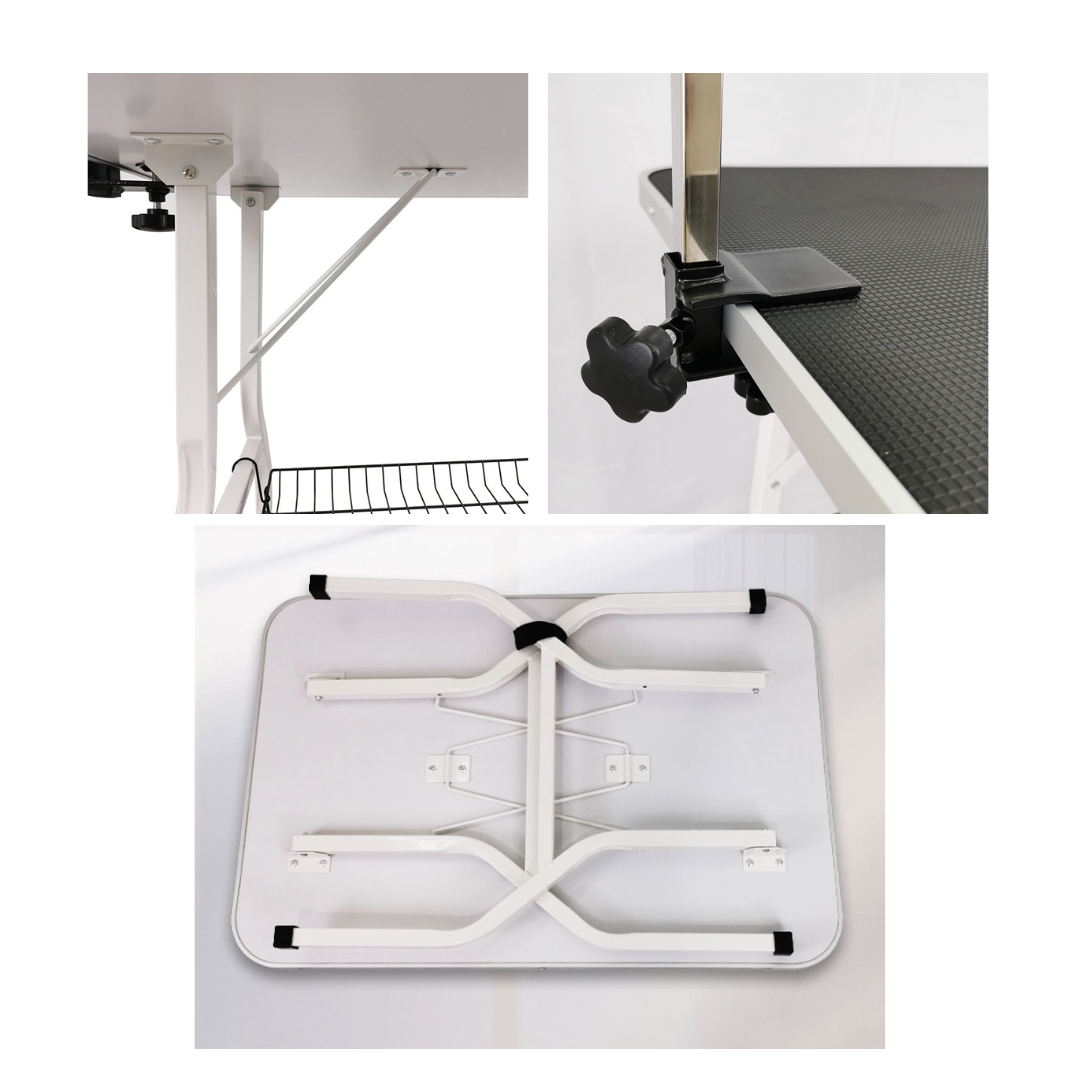 Livista Trimtafel voor Huisdieren - Verstelbare Trimtafel - Veilig en Stevig - Met Dubbele Aanlijnoptie - 2 Lussen - Opbergschap - 120L x 61B x 169H cm - Zwart