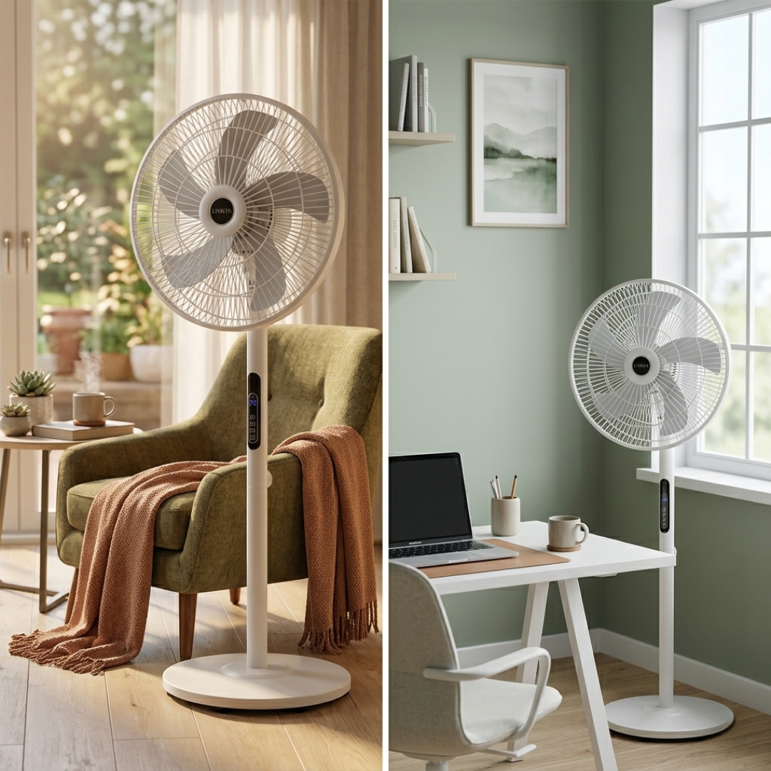 Livista Statiefventilator - Met Afstandsbediening - Staande Ventilator - 112 cm Hoog - 8 Snelheden - Timer - 90° Oscillerend - 40° Kantelbaar - Wit
