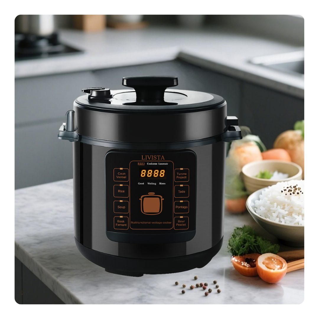 Livista snelkookpan – Multicooker – 6L – 1000W – Anti-aanbak – 3 Texturen, – Alles-in-één Koken